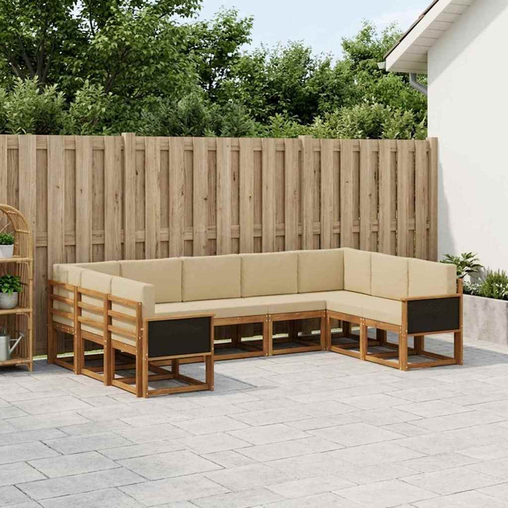 Udendørs sofagruppe 9 pcs Naturlig og Beige Massivt Akacietræ