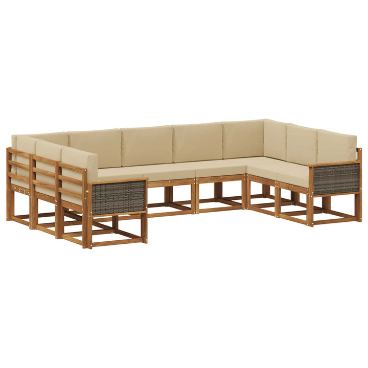 Udendørs sofagruppe 9 pcs Naturlig og Beige Massivt Akacietræ