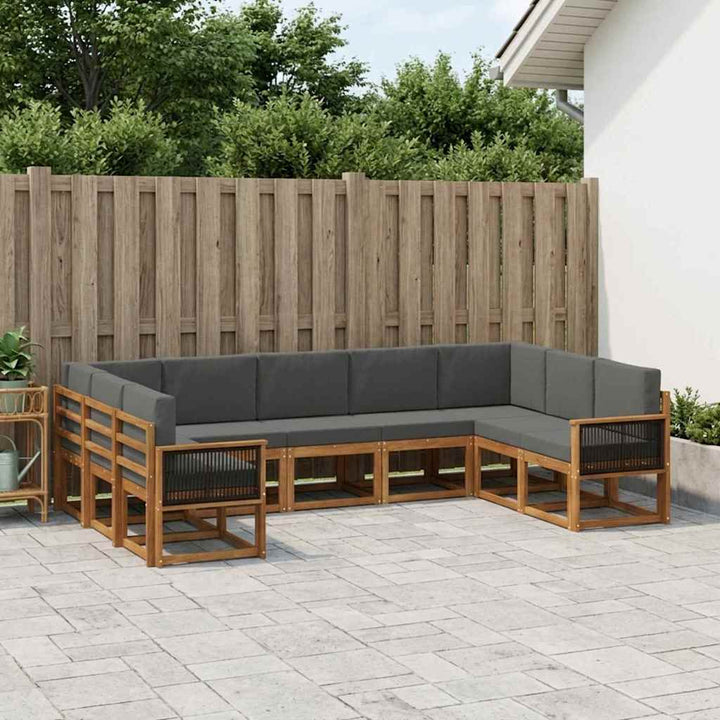 Udendørs sofagruppe med pude 9 pcs Naturlig og Antracit