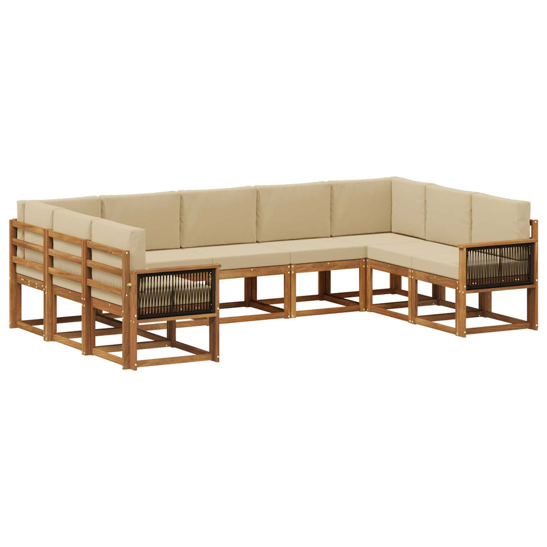 Udendørs sofagruppe 9 pcs Naturlig og Beige Massivt Akacietræ