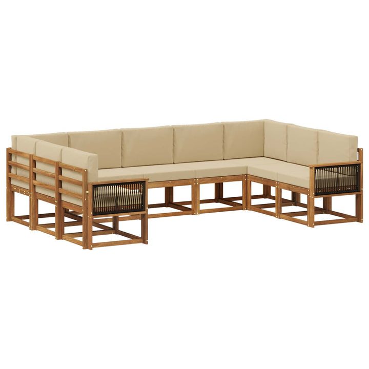 Udendørs sofagruppe 9 pcs Naturlig og Beige Massivt Akacietræ
