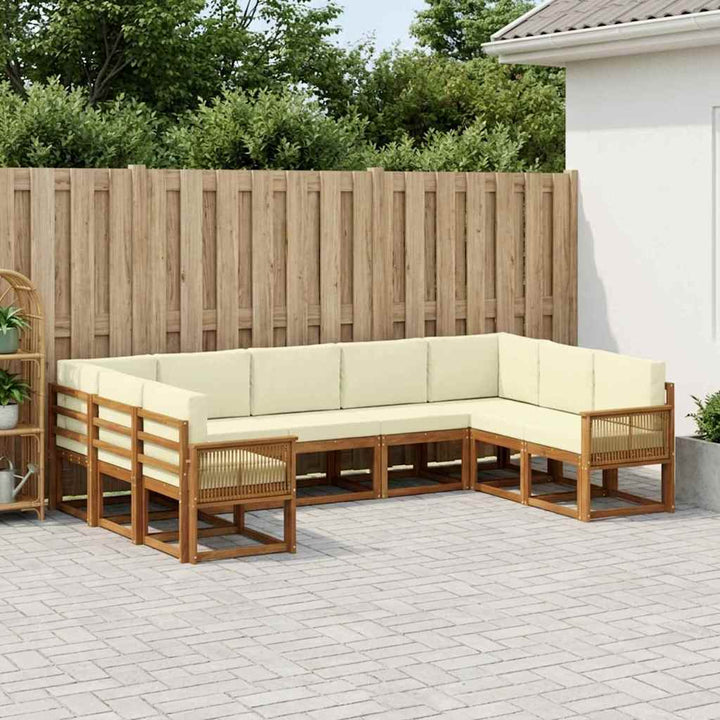 Udendørs sofagruppe 9 pcs Naturlig og Fløde Massivt Akacietræ