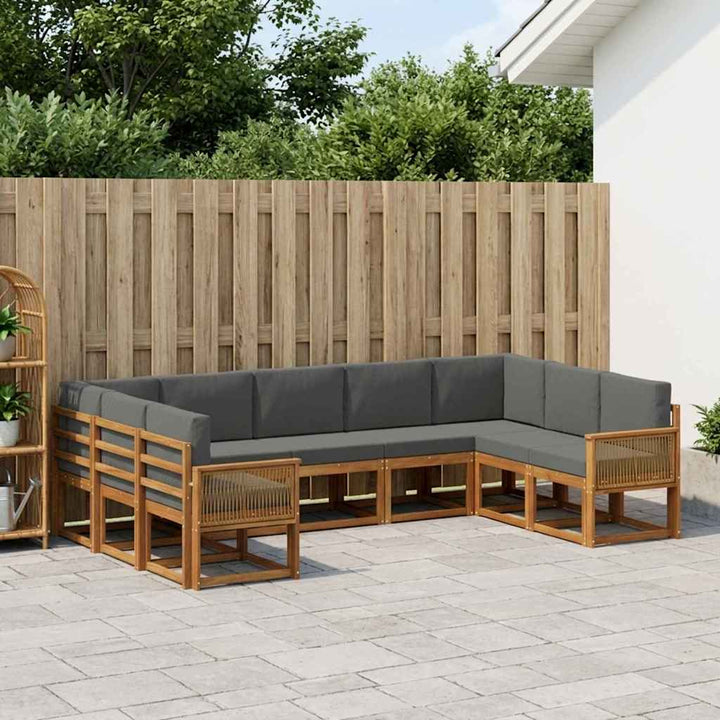 Udendørs sofagruppe med pude 9 pcs Naturlig og Antracit