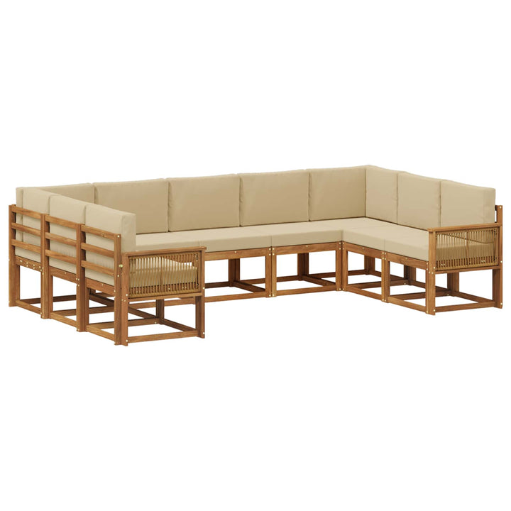 Udendørs sofagruppe 9 pcs Naturlig og Beige Massivt Akacietræ