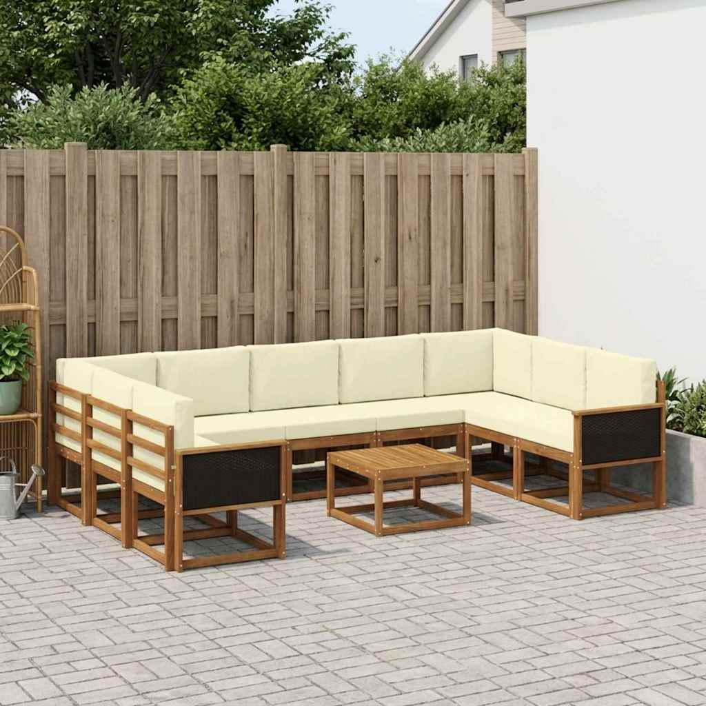Udendørs sofagruppe 10 pcs Naturlig og Fløde Massivt Akacietræ