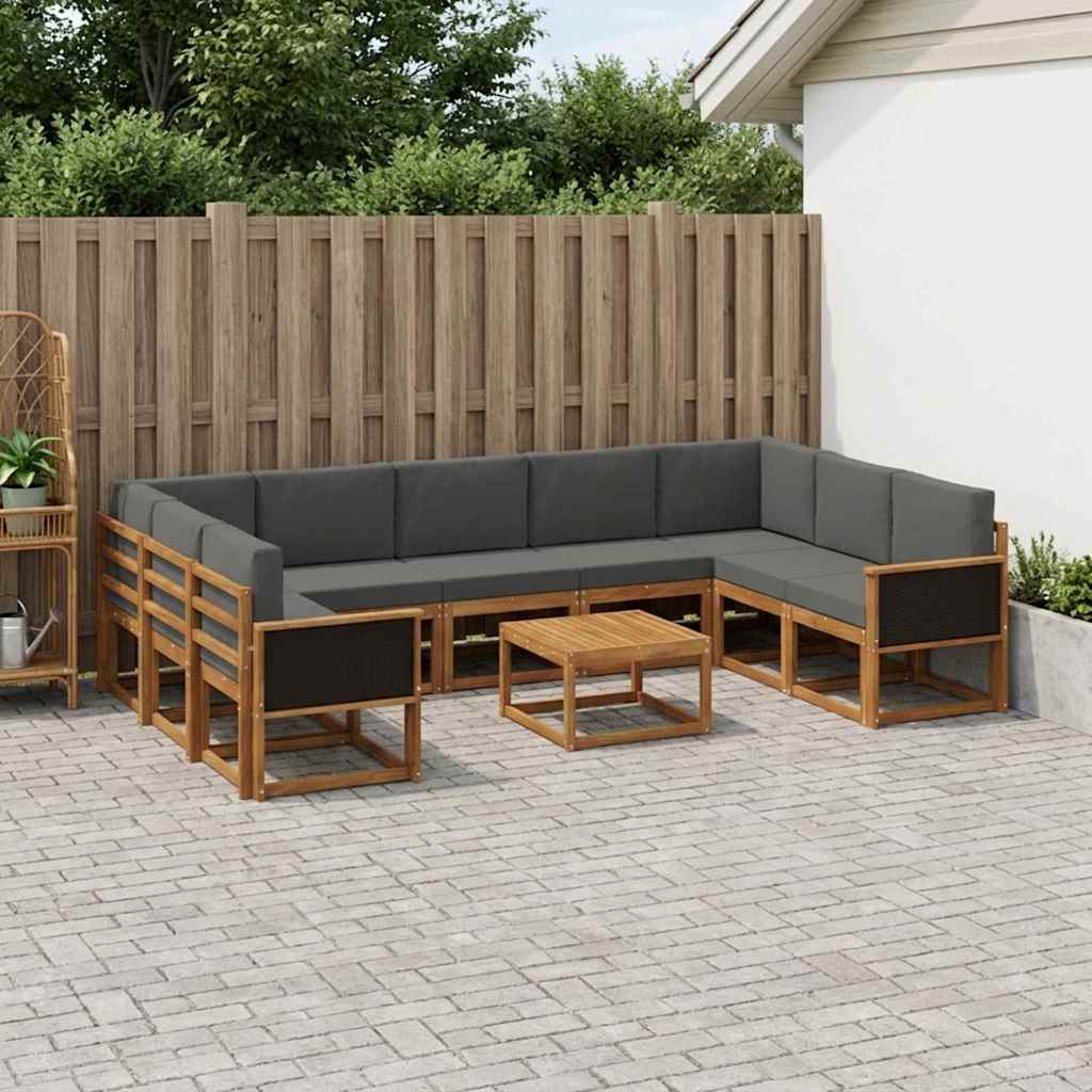 Udendørs sofagruppe med pude 10 pcs Naturlig og Antracit