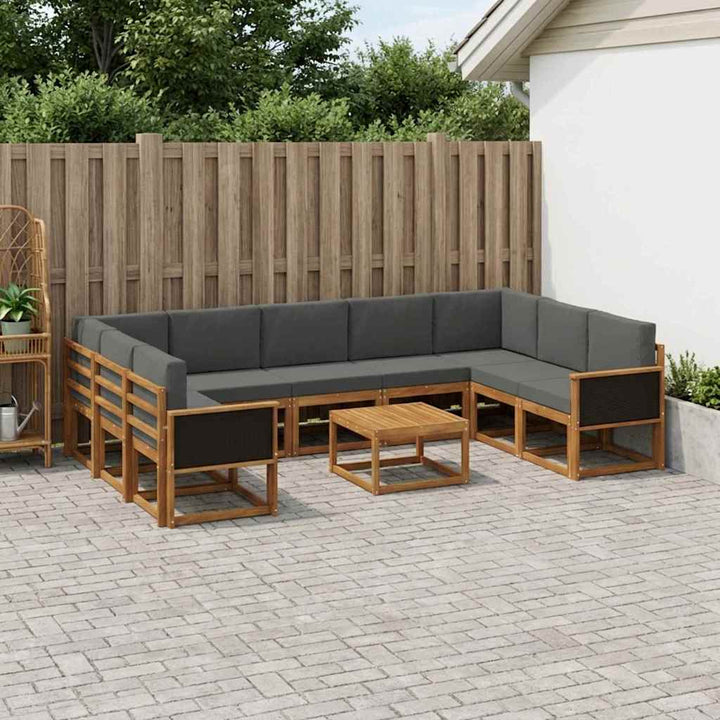 Udendørs sofagruppe med pude 10 pcs Naturlig og Antracit