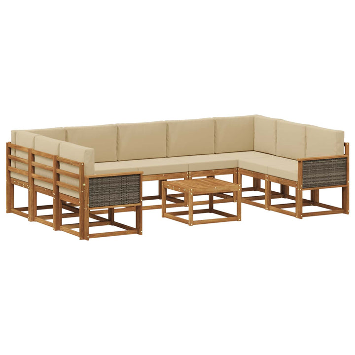 Udendørs sofagruppe 10 pcs Naturlig og Beige Massivt Akacietræ