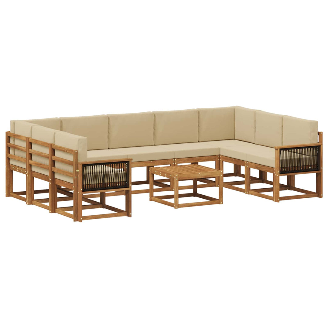 Udendørs sofagruppe 10 pcs Naturlig og Beige Massivt Akacietræ