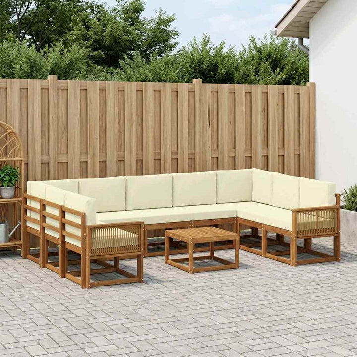 Udendørs sofagruppe 10 pcs Naturlig og Fløde Massivt Akacietræ