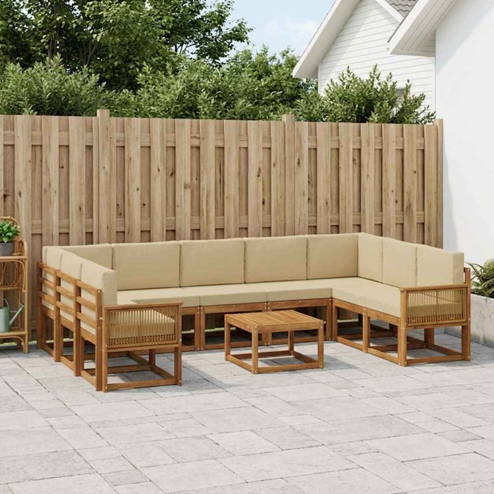 Udendørs sofagruppe 10 pcs Naturlig og Beige Massivt Akacietræ