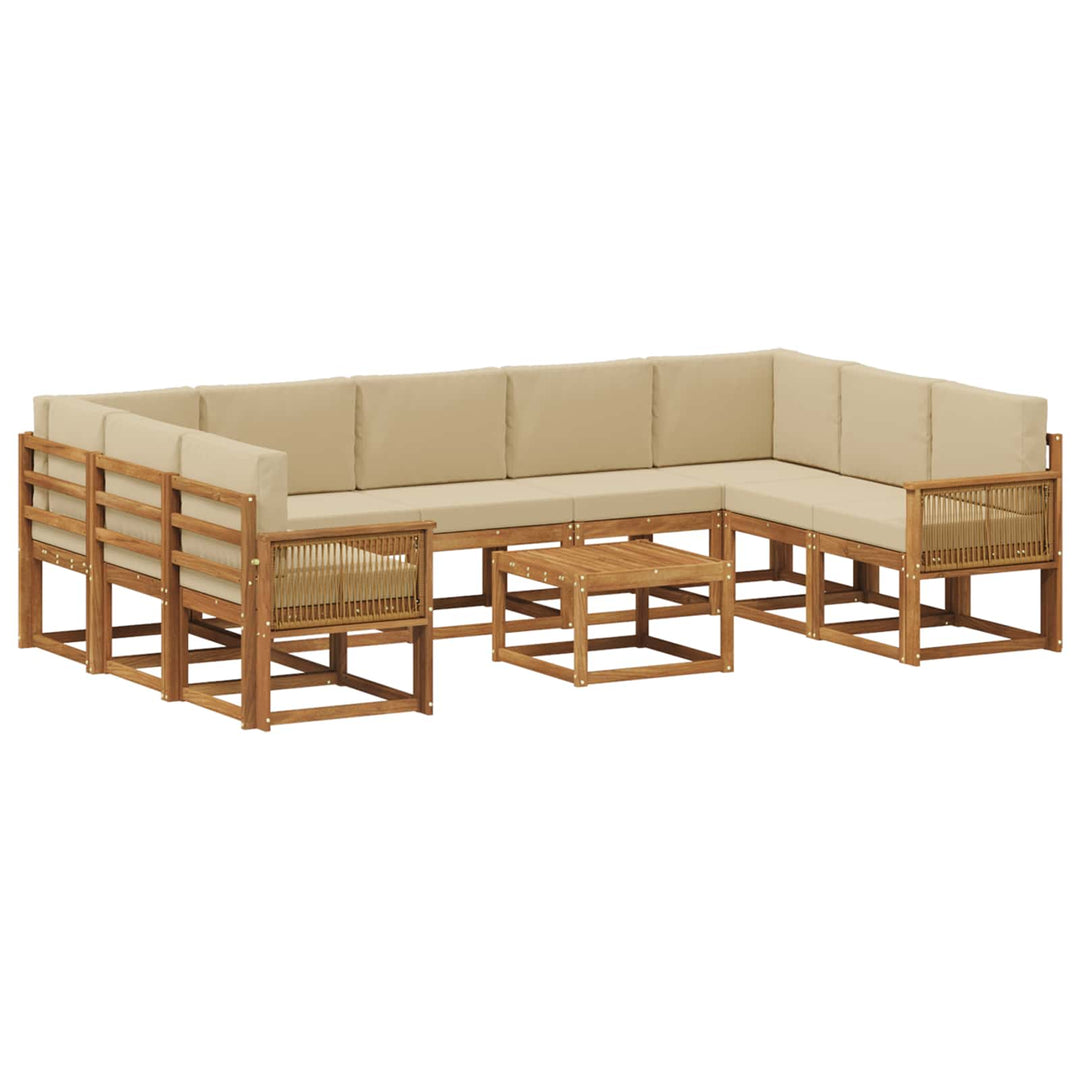 Udendørs sofagruppe 10 pcs Naturlig og Beige Massivt Akacietræ