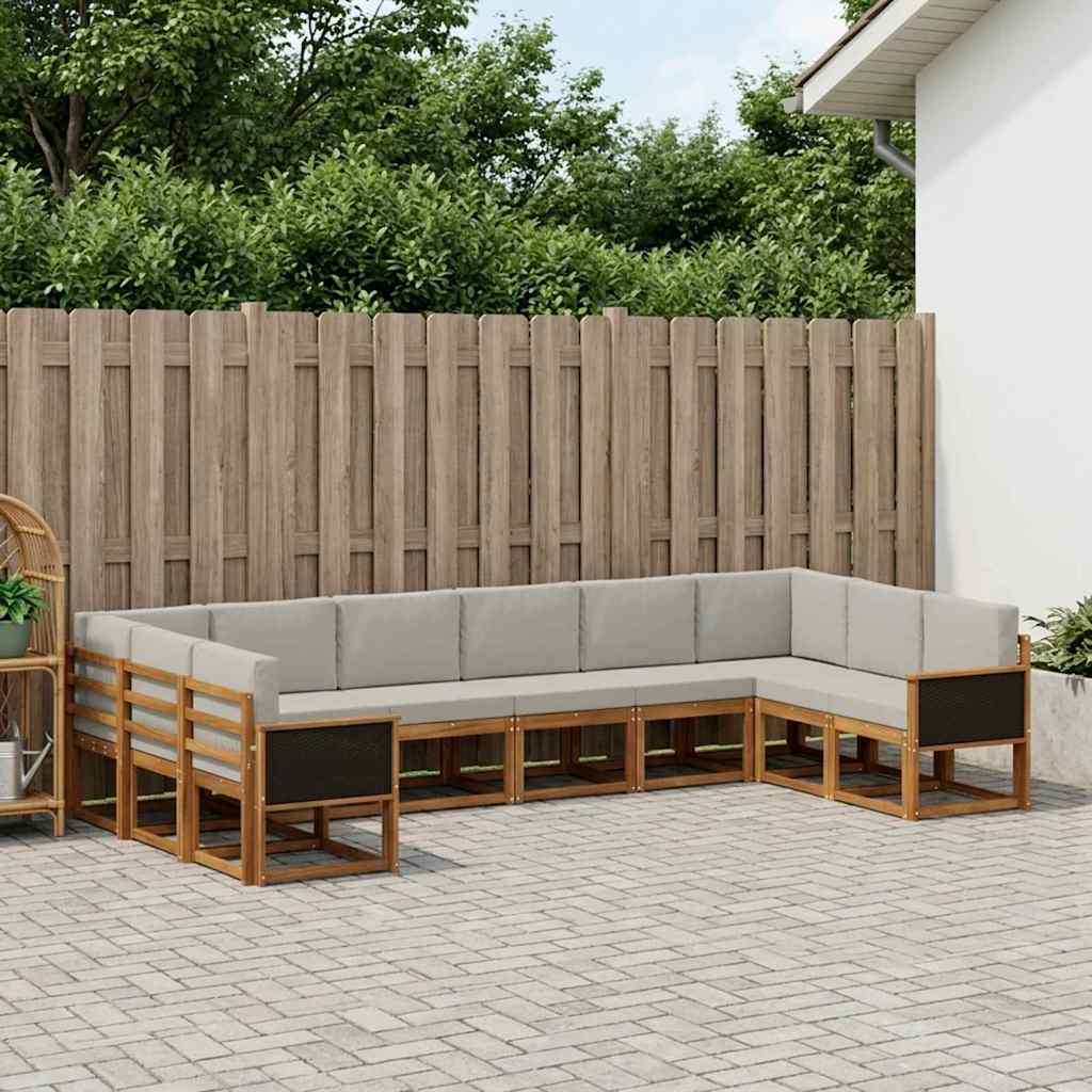 Udendørs sofagruppe med pude 10 pcs Naturfarvet og lysegrå