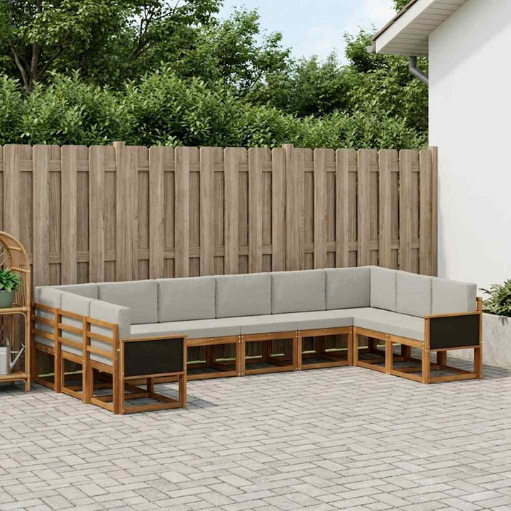 Udendørs sofagruppe med pude 10 pcs Naturfarvet og lysegrå