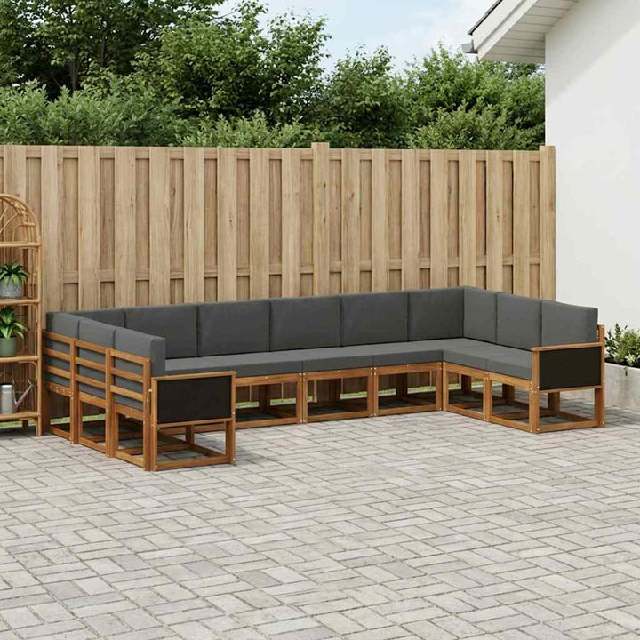 Udendørs sofagruppe 10 pcs Naturlig og Antracit