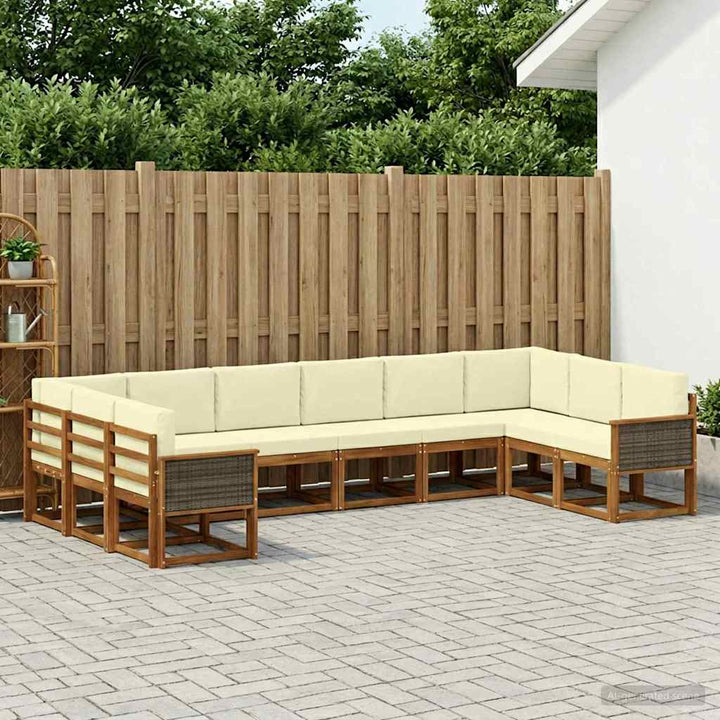Udendørs sofagruppe 10 pcs Naturlig og Fløde Massivt Akacietræ