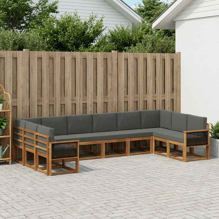 Udendørs sofagruppe med pude 10 pcs Naturlig og Antracit