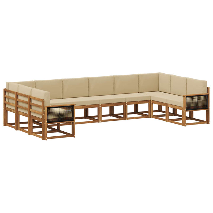 Udendørs sofagruppe 10 pcs Naturlig og Beige Massivt Akacietræ