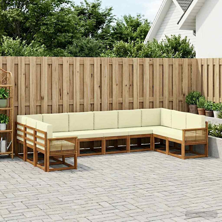 Udendørs sofagruppe 10 pcs Naturlig og Fløde Massivt Akacietræ