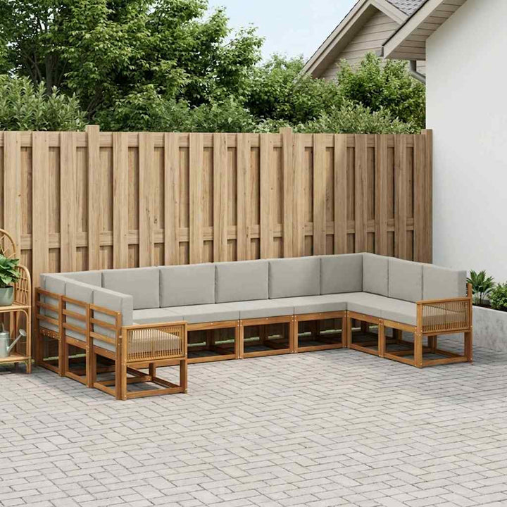 Udendørs sofagruppe med pude 10 pcs Naturfarvet og lysegrå