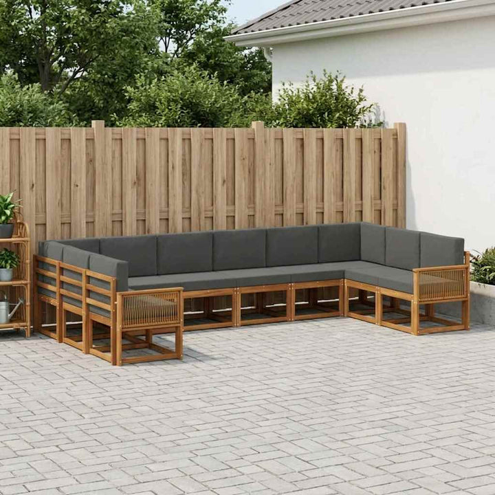 Udendørs sofagruppe med pude 10 pcs Naturlig og Antracit