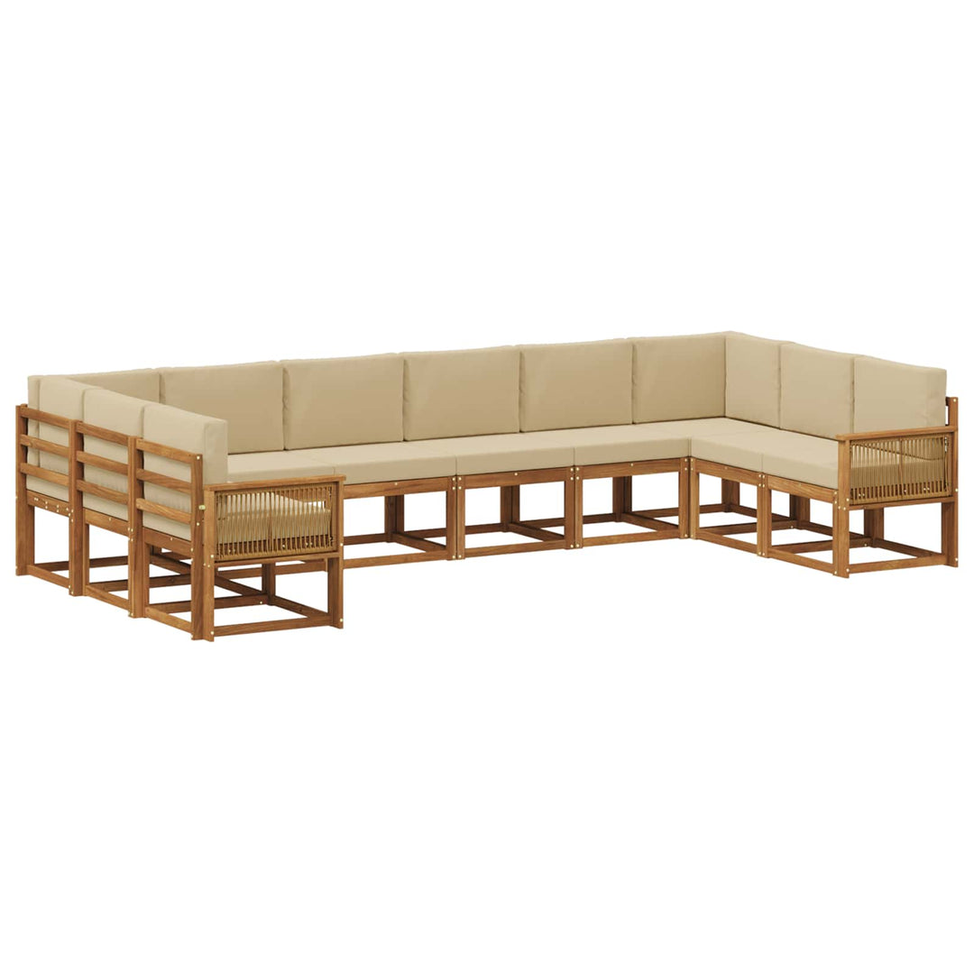 Udendørs sofagruppe 10 pcs Naturlig og Beige Massivt Akacietræ