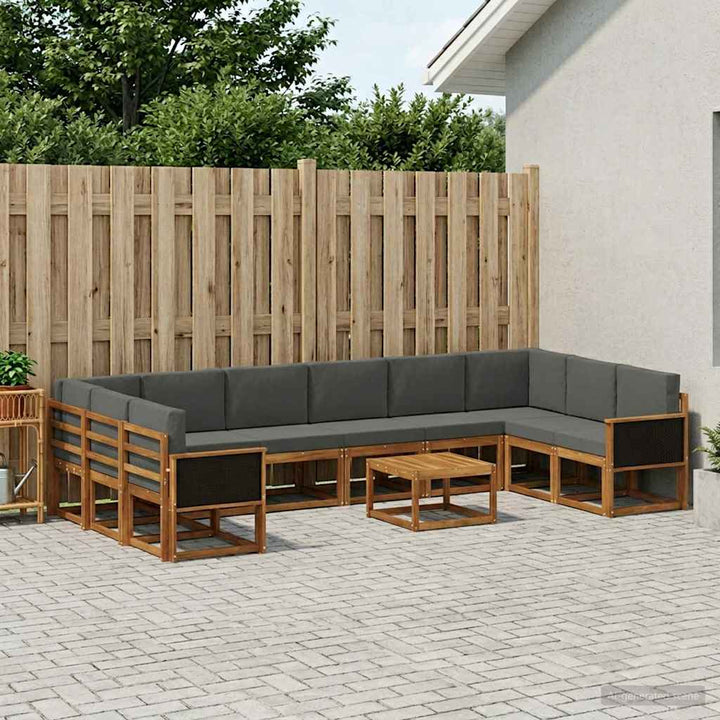 Udendørs sofagruppe med pude 11 pcs Naturlig og Antracit
