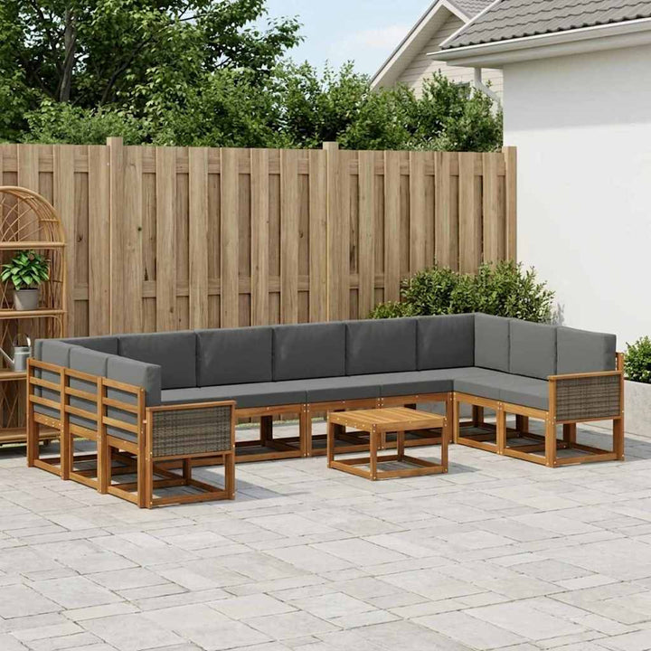 Udendørs sofagruppe med pude 11 pcs Naturlig og Antracit