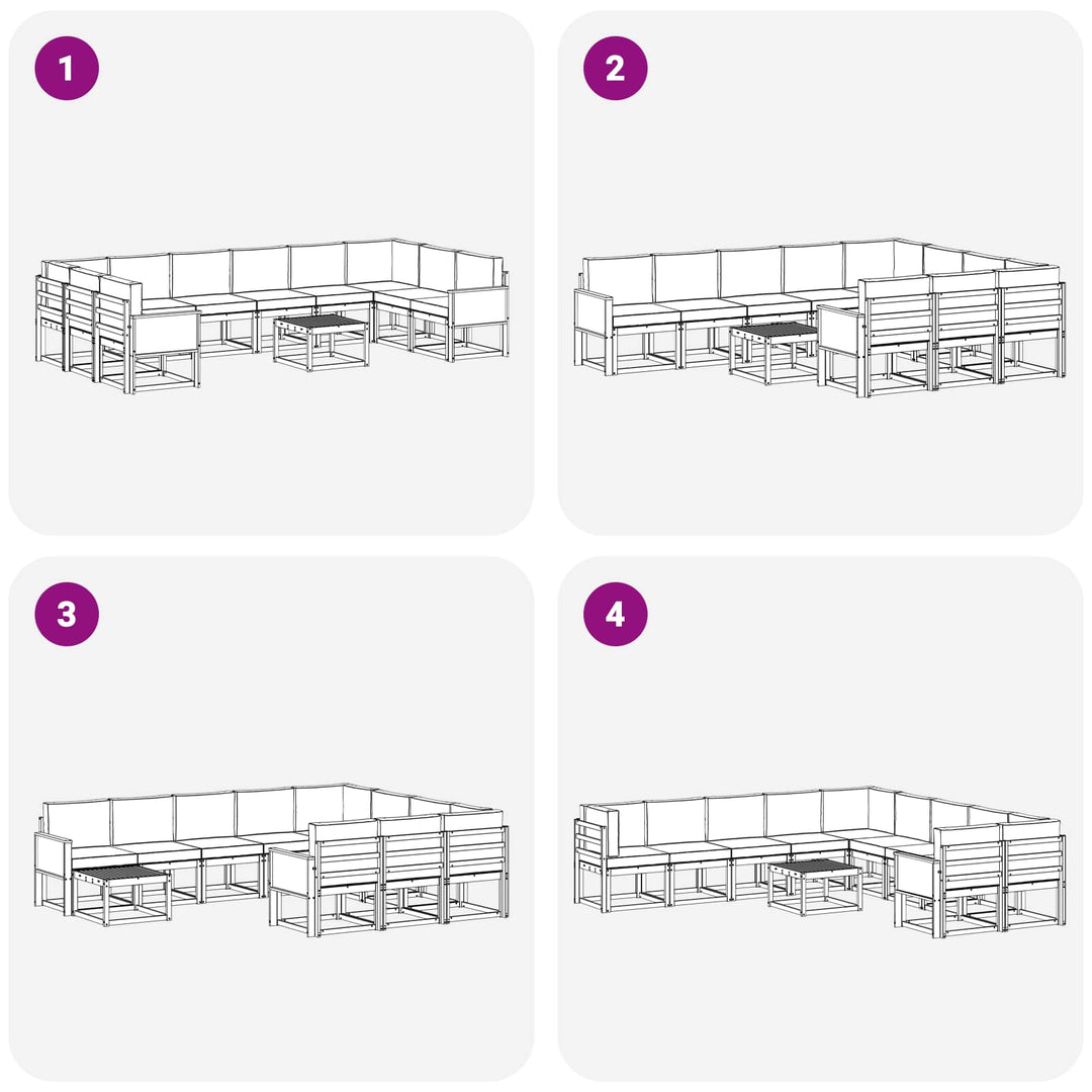 Udendørs sofagruppe 11 pcs Naturlig og Beige Massivt Akacietræ
