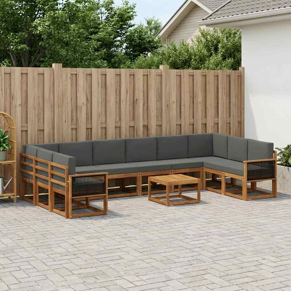 Udendørs sofagruppe med pude 11 pcs Naturlig og Antracit