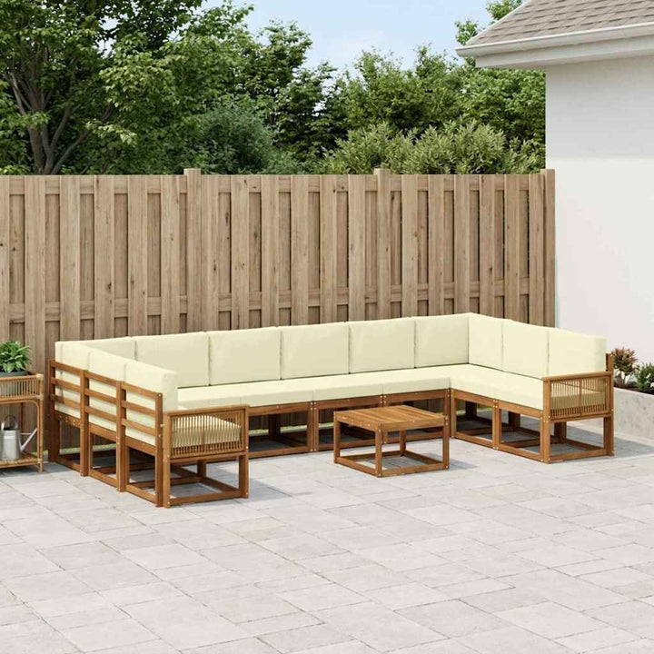 Udendørs sofagruppe 11 pcs Naturlig og Fløde Massivt Akacietræ