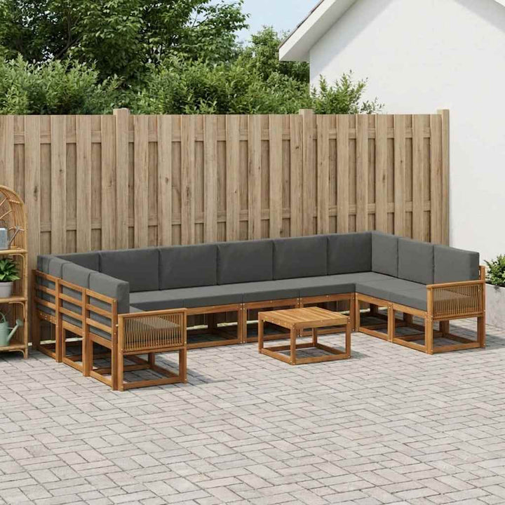 Udendørs sofagruppe med pude 11 pcs Naturlig og Antracit