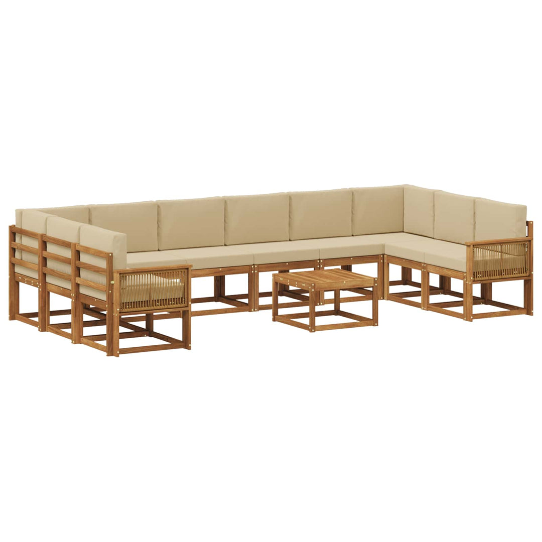 Udendørs sofagruppe 11 pcs Naturlig og Beige Massivt Akacietræ