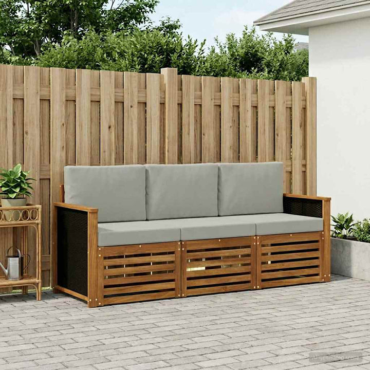 Sofasæt med pude 3 pcs Massivt Akacietræ