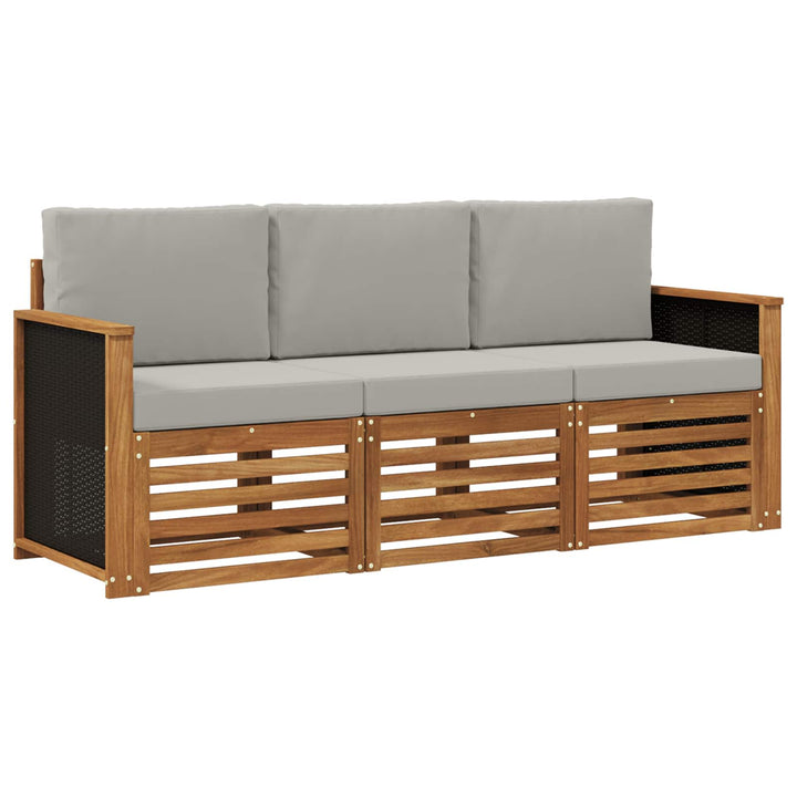 Sofasæt med pude 3 pcs Massivt Akacietræ