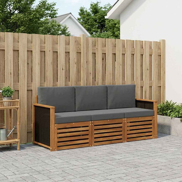 Sofasæt med pude 3 pcs Massivt Akacietræ