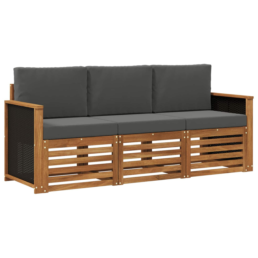 Sofasæt med pude 3 pcs Massivt Akacietræ