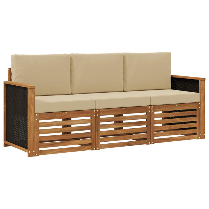 Sofasæt med pude 3 pcs Massivt Akacietræ