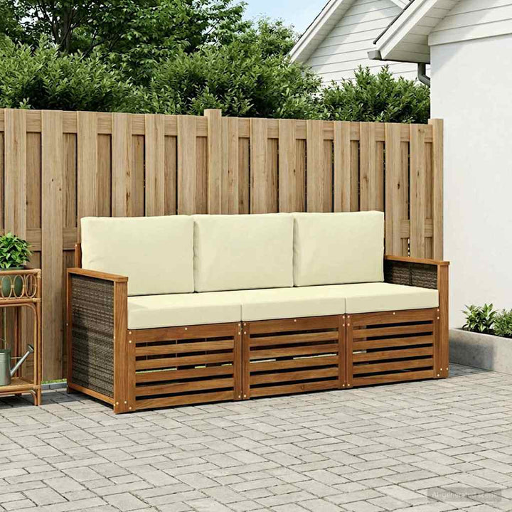 Sofasæt med pude 3 pcs Massivt Akacietræ