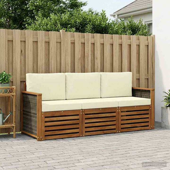 Sofasæt med pude 3 pcs Massivt Akacietræ
