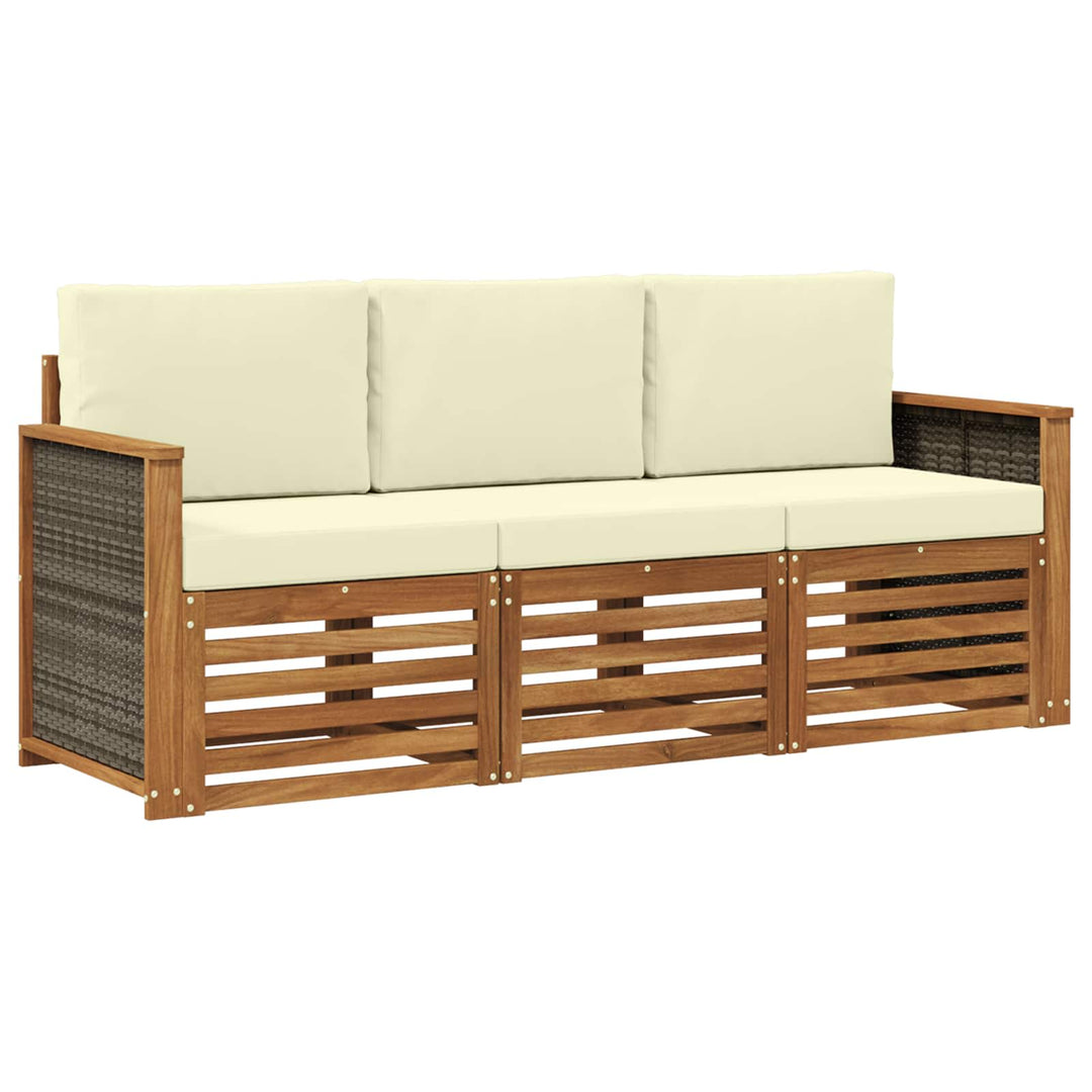 Sofasæt med pude 3 pcs Massivt Akacietræ