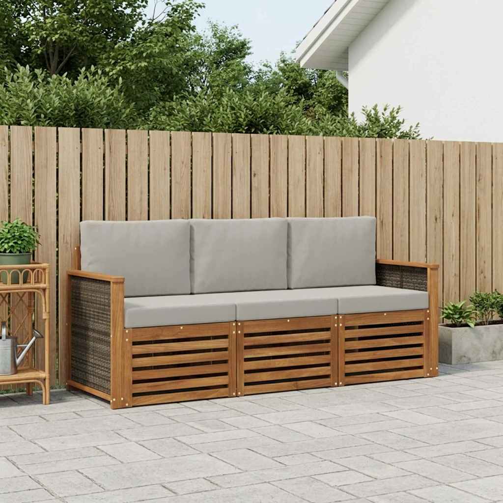 Sofasæt med pude 3 pcs Massivt Akacietræ