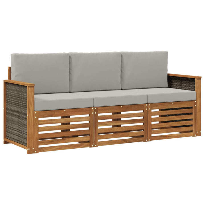 Sofasæt med pude 3 pcs Massivt Akacietræ