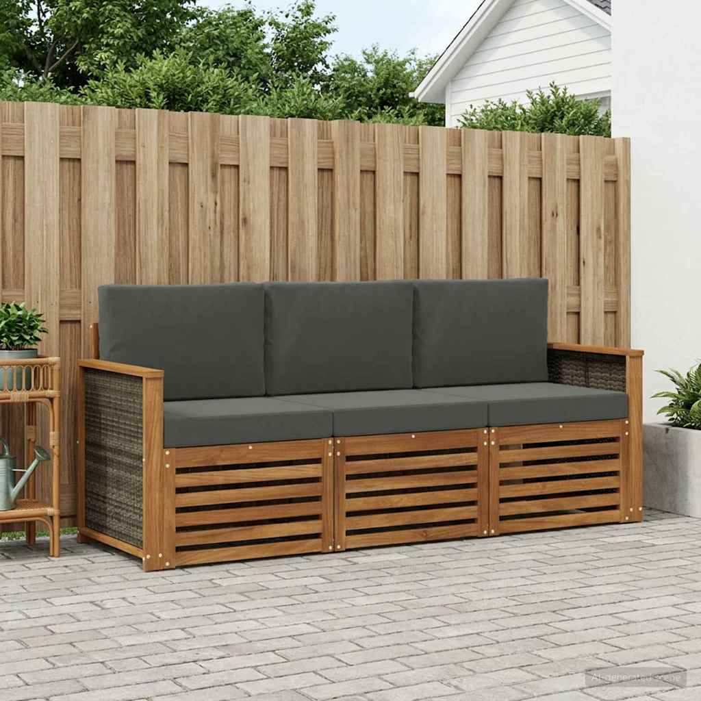 Sofasæt med pude 3 pcs Massivt Akacietræ