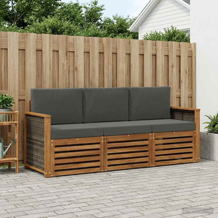 Sofasæt med pude 3 pcs Massivt Akacietræ