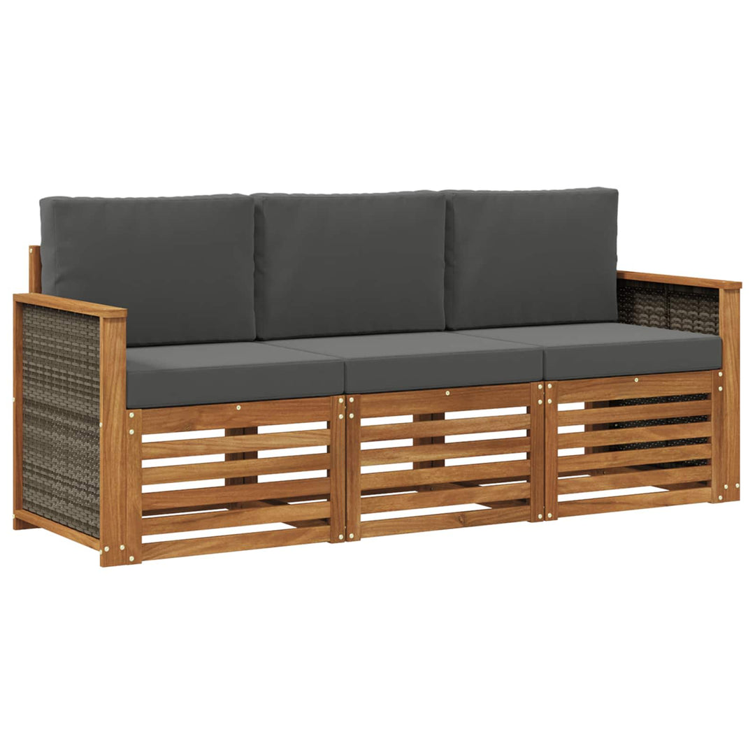 Sofasæt med pude 3 pcs Massivt Akacietræ