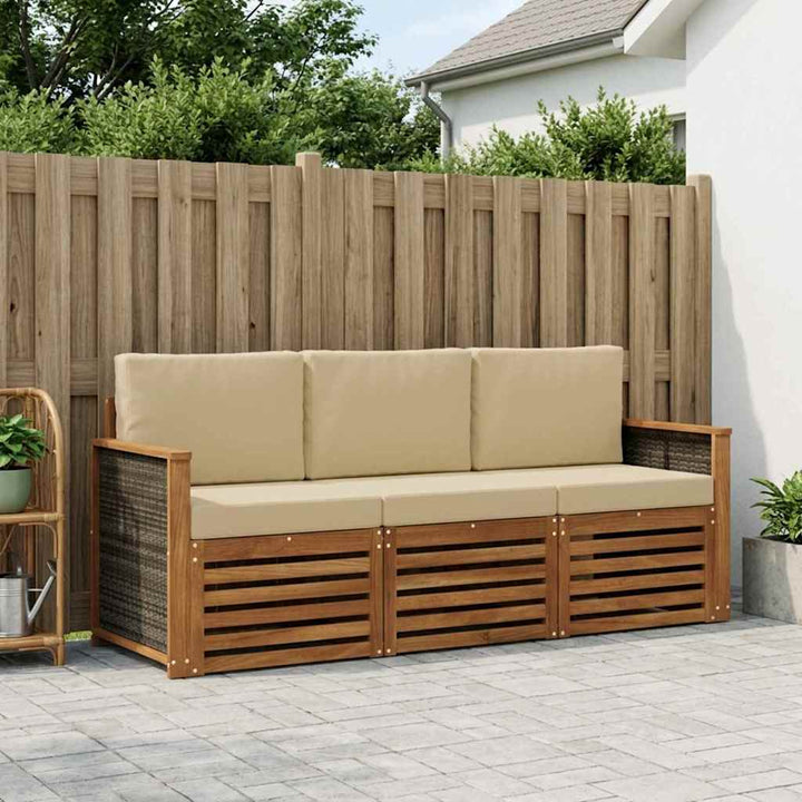 Sofasæt med pude 3 pcs Massivt Akacietræ