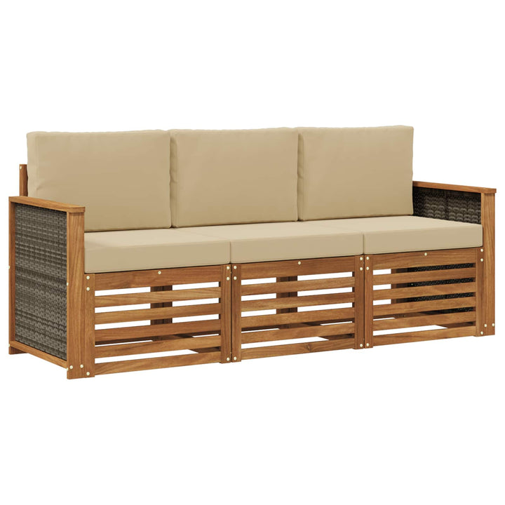 Sofasæt med pude 3 pcs Massivt Akacietræ