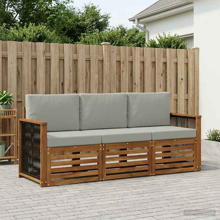 Sofasæt med pude 3 pcs Massivt Akacietræ