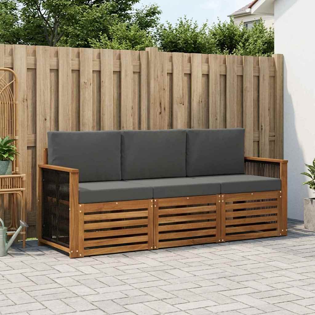 Sofasæt med pude 3 pcs Massivt Akacietræ